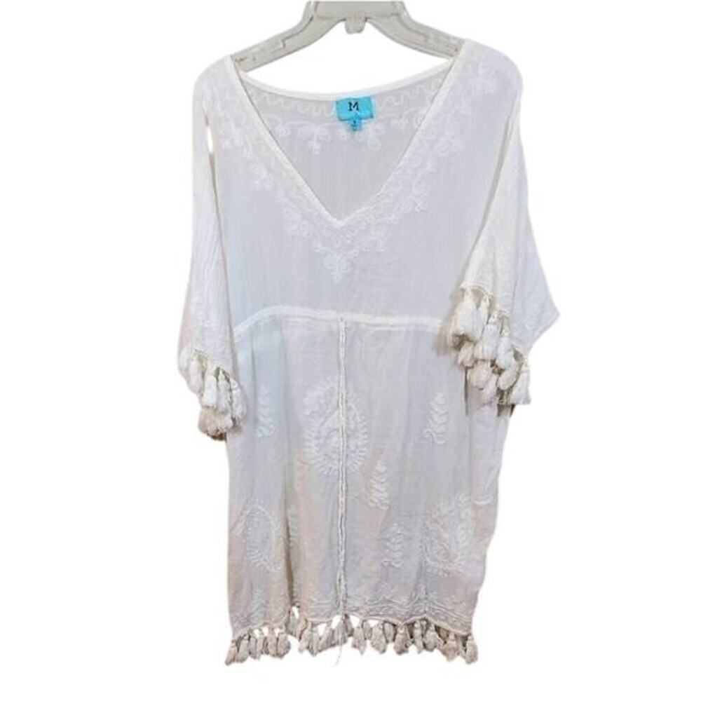 South Main 100 percent cotton cream lace crochet fringe swim coverup Size Small